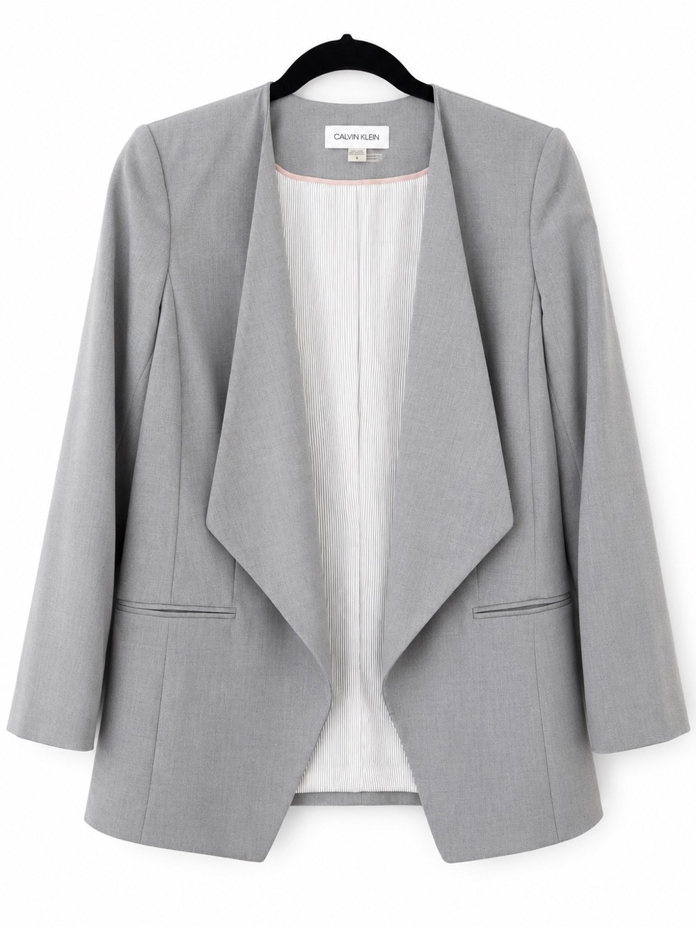 Calvin Klein Gray Open-Front Waterfall Blazer size 8 NWOT